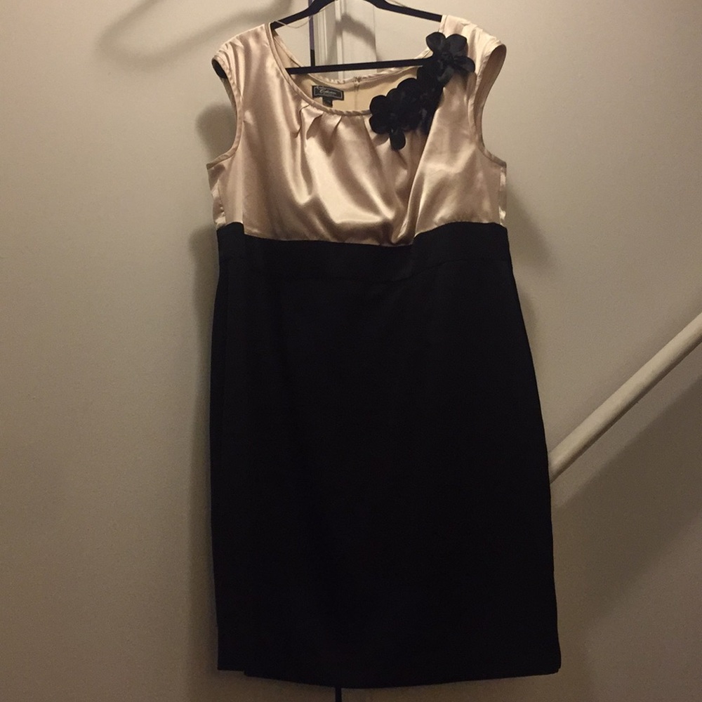 2 toned black and champagne dress